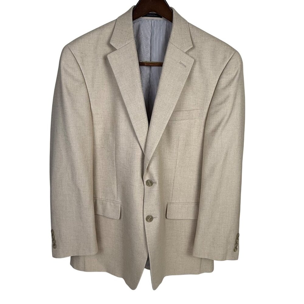 Chaps Ralph Men's Lauren 2-Button Blazer Beige Sport Coat Jacket 42R